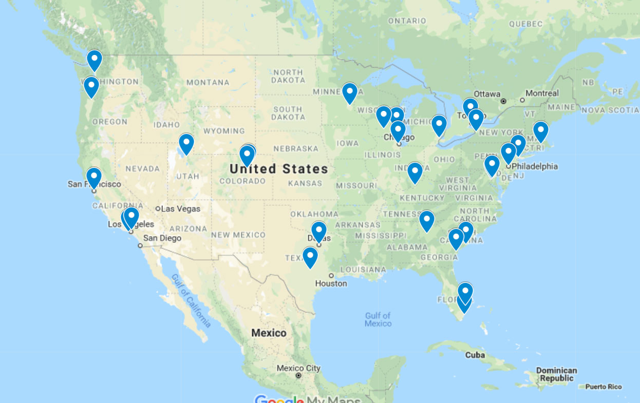 The map of CNU Congresses | CNU